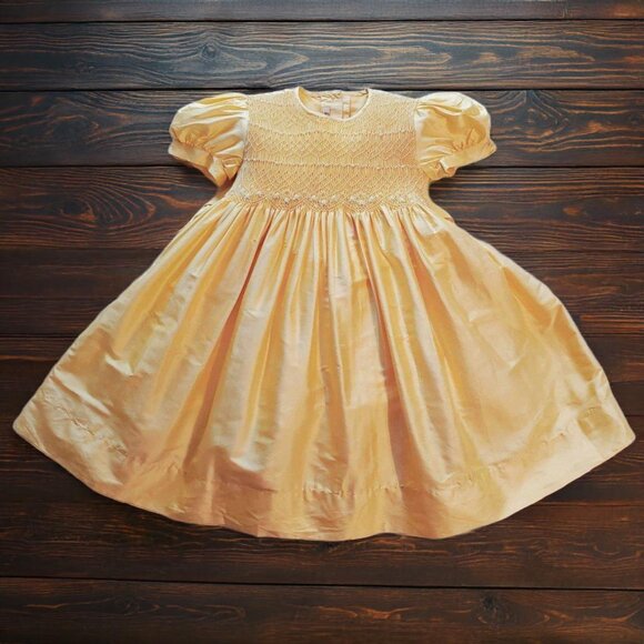 Little England Other - Little England Yellow Smocked Raw Silk Dress - Size 2